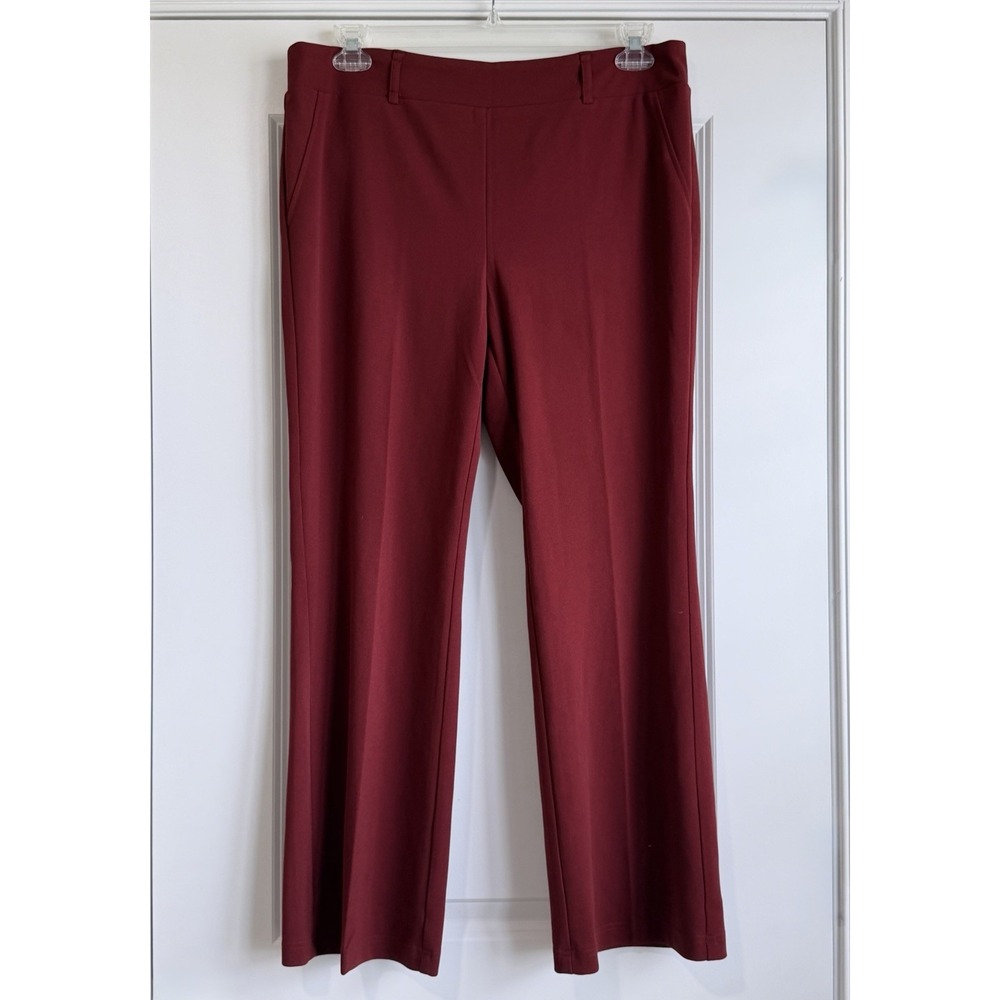 Soho Apparel Ltd Women's Burgundy Pull On Straight Leg Dress Pants Size PXL